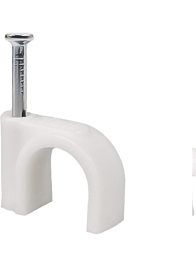 erorex Cable Clips 8Mm Cord Clips For Wall 100 Pcs White Cable Clips With Steel Nails Mounting Clips For Round Cable And Wire Indoor And Outdoor - Image 1