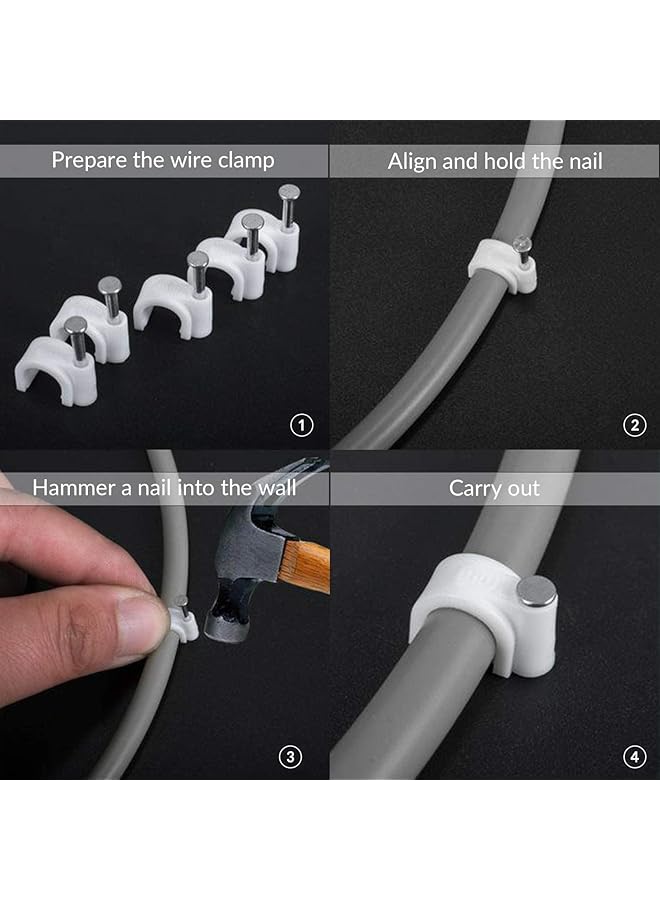 erorex Cable Clips 8Mm Cord Clips For Wall 100 Pcs White Cable Clips With Steel Nails Mounting Clips For Round Cable And Wire Indoor And Outdoor - Image 5