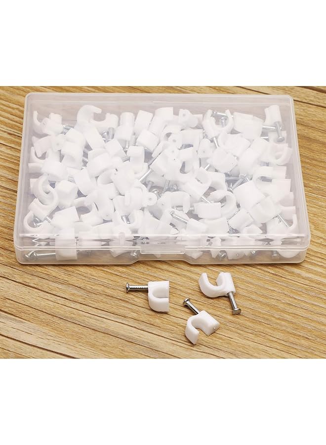 erorex Cable Clips 8Mm Cord Clips For Wall 100 Pcs White Cable Clips With Steel Nails Mounting Clips For Round Cable And Wire Indoor And Outdoor - Image 3