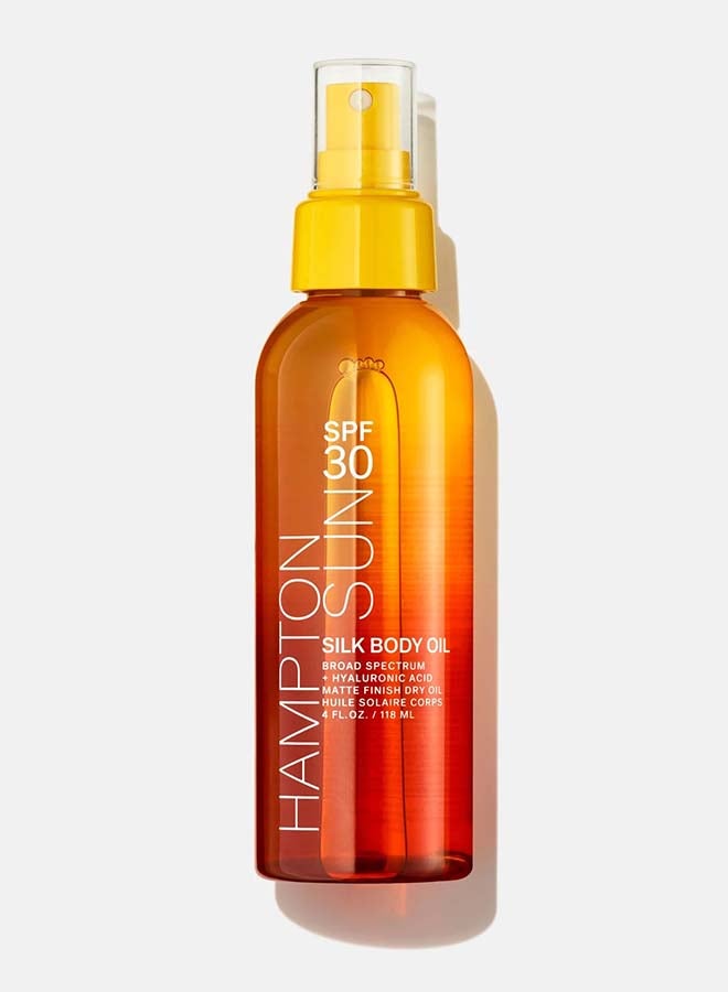 Hampton Sun SPF 30 Silk Body Oil 4 oz. | Luxurious Broad Spectrum SPF 30 Silky Tanning Body Oil | Water-Resistant UVA UVB Protection with Deep Hydration & Radiant Glow | Fast-Absorbing Nourishing Sun Body Oil - Image 1