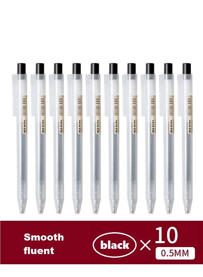 MUJI Smooth Writing Gel Pens - 10-Pack of 0.5mm Fine Point Black Ink for Office and Study - Image 1