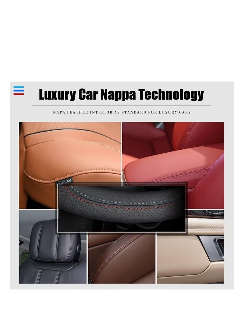 RATSAW New Nappa Leather Car Steering Wheel Cover Comfortable Non-Slip Sport Style Universal 15 Inches Black - Image 4