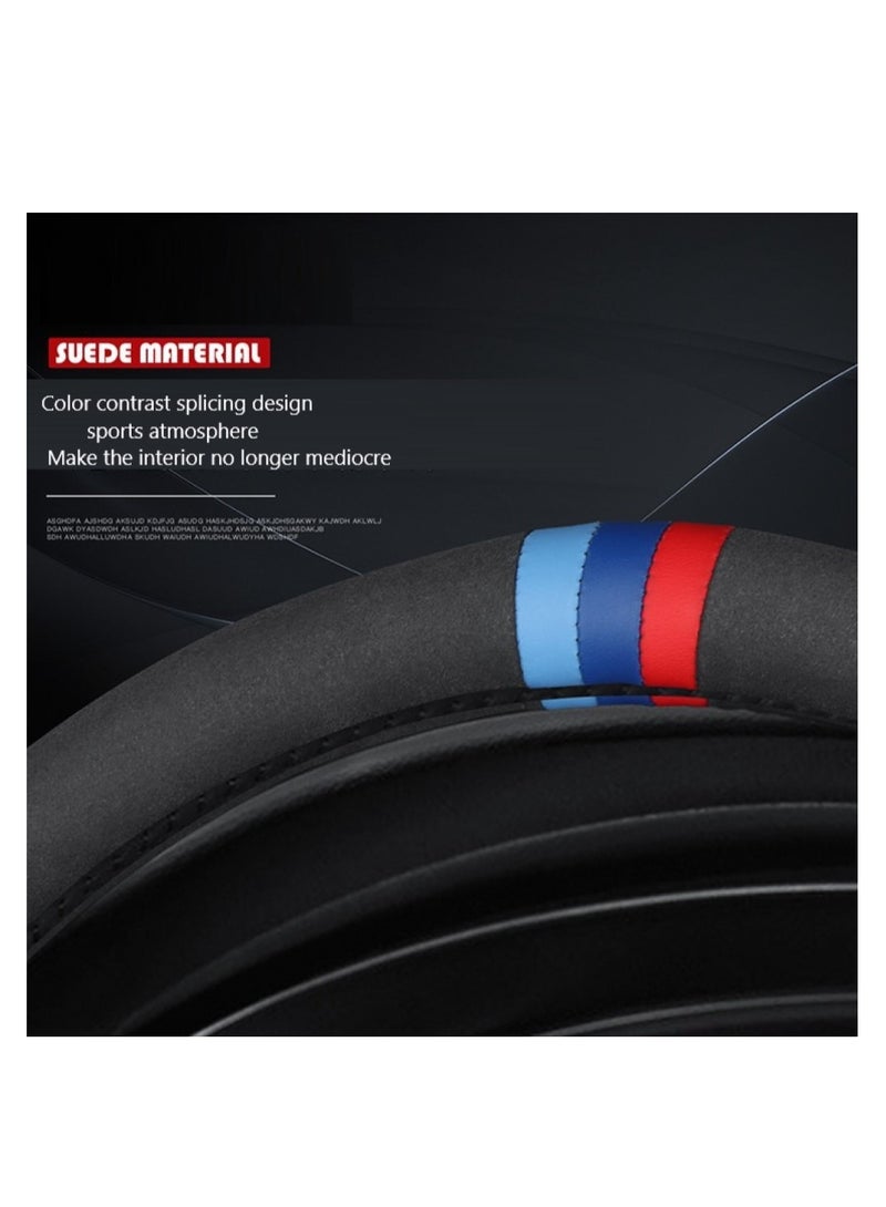 RATSAW New Nappa Leather Car Steering Wheel Cover Comfortable Non-Slip Sport Style Universal 15 Inches Black - Image 2
