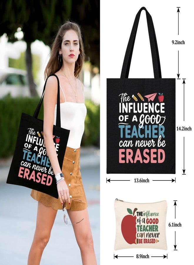 Tecanne Canvas Tote Bag with Cosmetic Bag - Teacher Appreciation Gift for Women - Perfect for Christmas or Thank You Gifts - Image 3