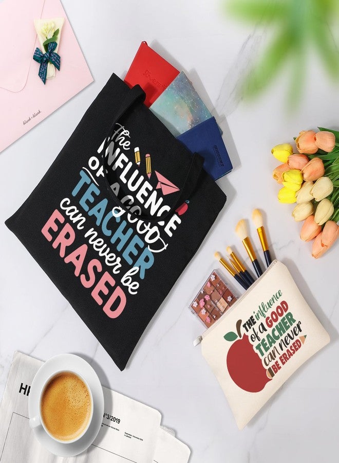 Tecanne Canvas Tote Bag with Cosmetic Bag - Teacher Appreciation Gift for Women - Perfect for Christmas or Thank You Gifts - Image 2