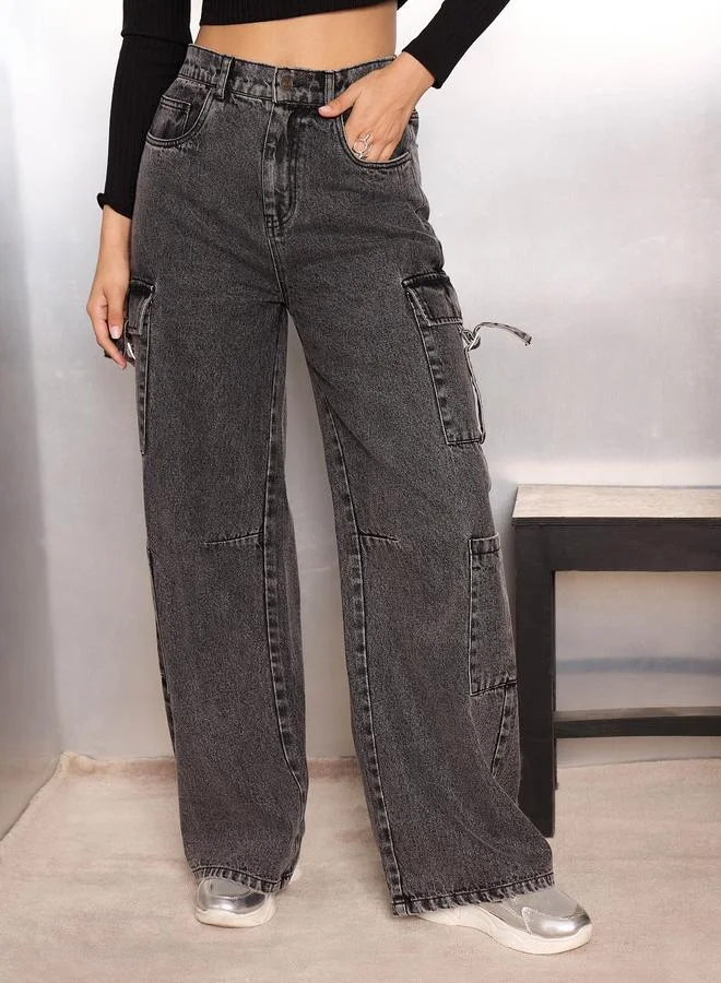 Sassafras Grey Washed Cargo Jeans