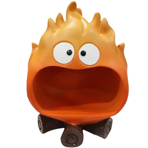 Dosker Funny Resin Flame Statue with Candy Dish & Key Dish, Entryway Table Candy Bowl Decor (Orange) - Image 1