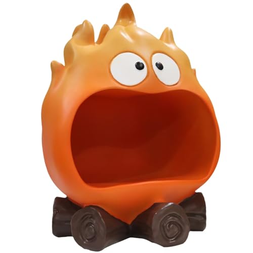 Dosker Funny Resin Flame Statue with Candy Dish & Key Dish, Entryway Table Candy Bowl Decor (Orange) - Image 2