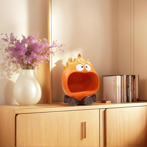 Dosker Funny Resin Flame Statue with Candy Dish & Key Dish, Entryway Table Candy Bowl Decor (Orange) - Image 5