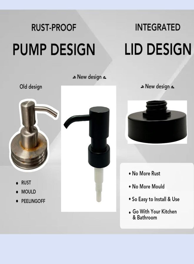 Suanti Mason Jar Soap Dispenser Pump Lids for All Regular Mouth Jars-Premium Rust Proof ABS Plastic,Rustic Soap Pump Replacement for Farmhouse Kitchen&Bathroom Liquid Hand Dish Soap,Lotion-Black-2 Pcs - Image 3