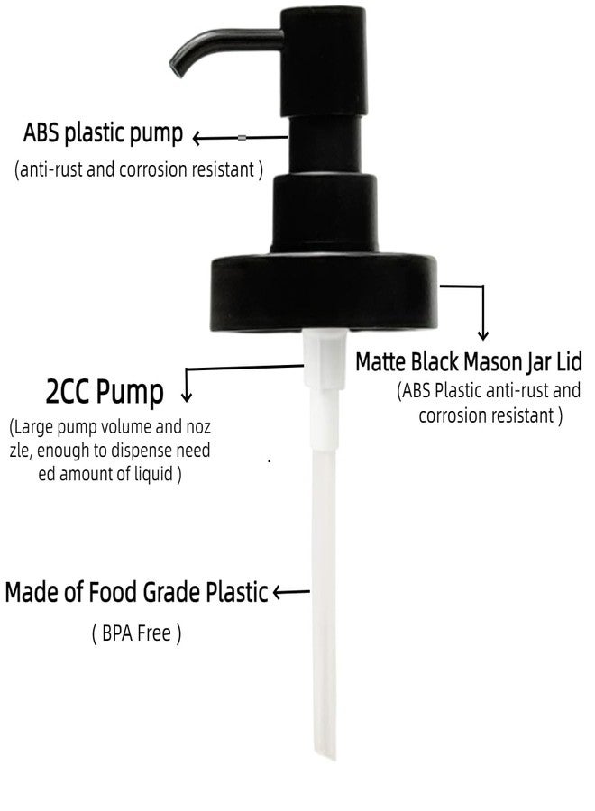 Suanti Mason Jar Soap Dispenser Pump Lids for All Regular Mouth Jars-Premium Rust Proof ABS Plastic,Rustic Soap Pump Replacement for Farmhouse Kitchen&Bathroom Liquid Hand Dish Soap,Lotion-Black-2 Pcs - Image 2