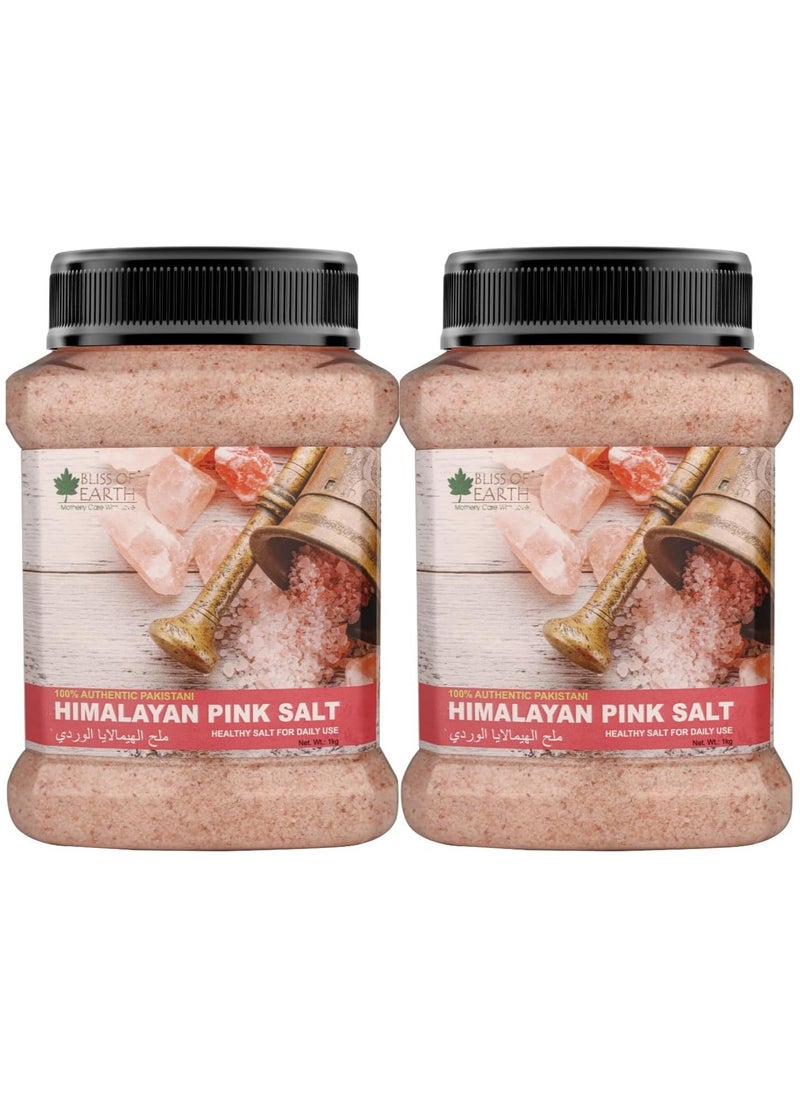 BLISS OF EARTH Bliss of Earth 1KG Pure Himalayan Pink Salt Non Iodised for Weight Loss & Healthy Cooking, Natural Substitute of White Salt Pack of 2  - Image 1