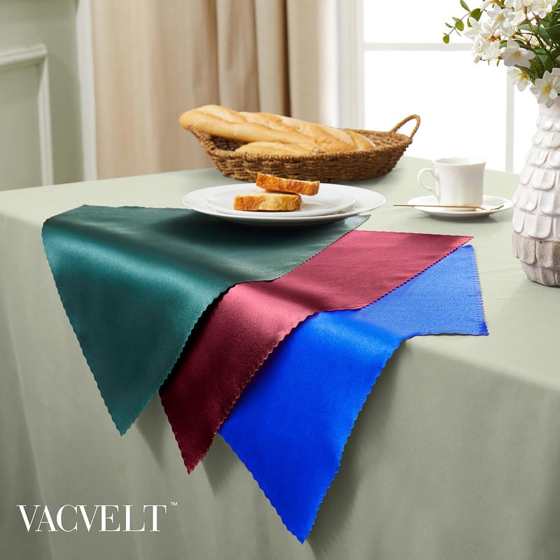 VACVELT مناديل ساتين بورغندي من VACVELT عبوة 24 20x20 بوصة مناديل زفاف مناديل عشاء أنيقة مناديل طاولة مربعة ديكور مناديل قماش ساتين حريري للمطعم حفل استقبال تخرج - Image 4
