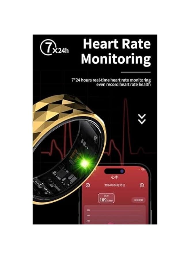 Smart Ring Fitness Ring for Women Men, Multiple Sport Modes Health Ring with Heart Rate Sleep Monitor, IP68 Waterproof Step Counter Calorie Tracking Ring (Silver) - Image 3