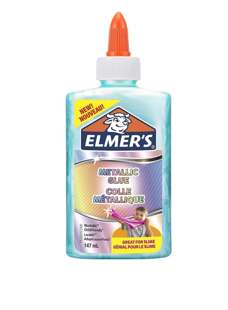 Elmers Elmer's Metallic PVA Glue | Teal | 147 mL | Washable & Kid Friendly | metallic glue for eye-catching arts| Great for Making Slime Pack of -1 - Image 1