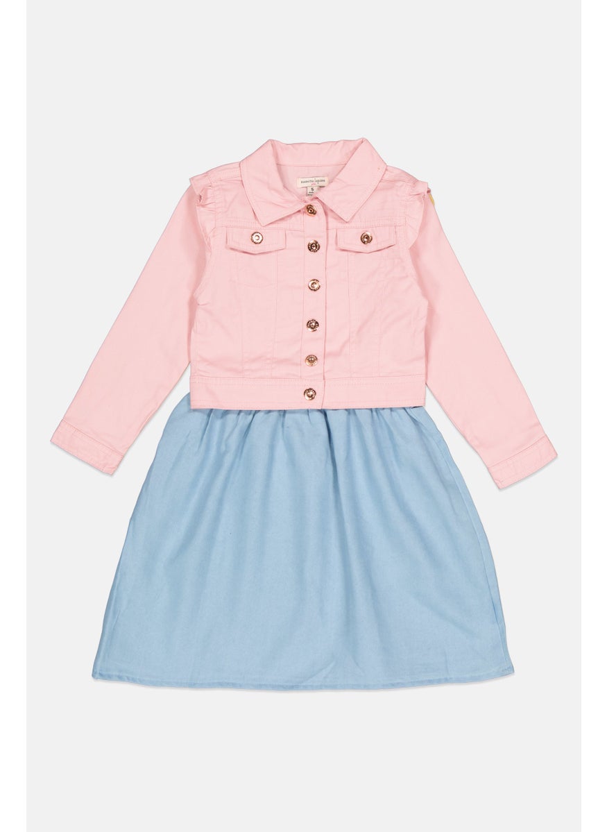 Nanette lepore Kids Girl 2 Pcs Denim Jacket And Dress, Pink  - Image 3