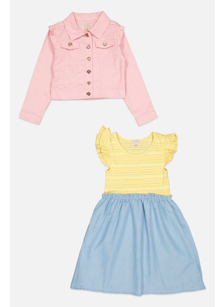Nanette lepore Kids Girl 2 Pcs Denim Jacket And Dress, Pink  - Image 1