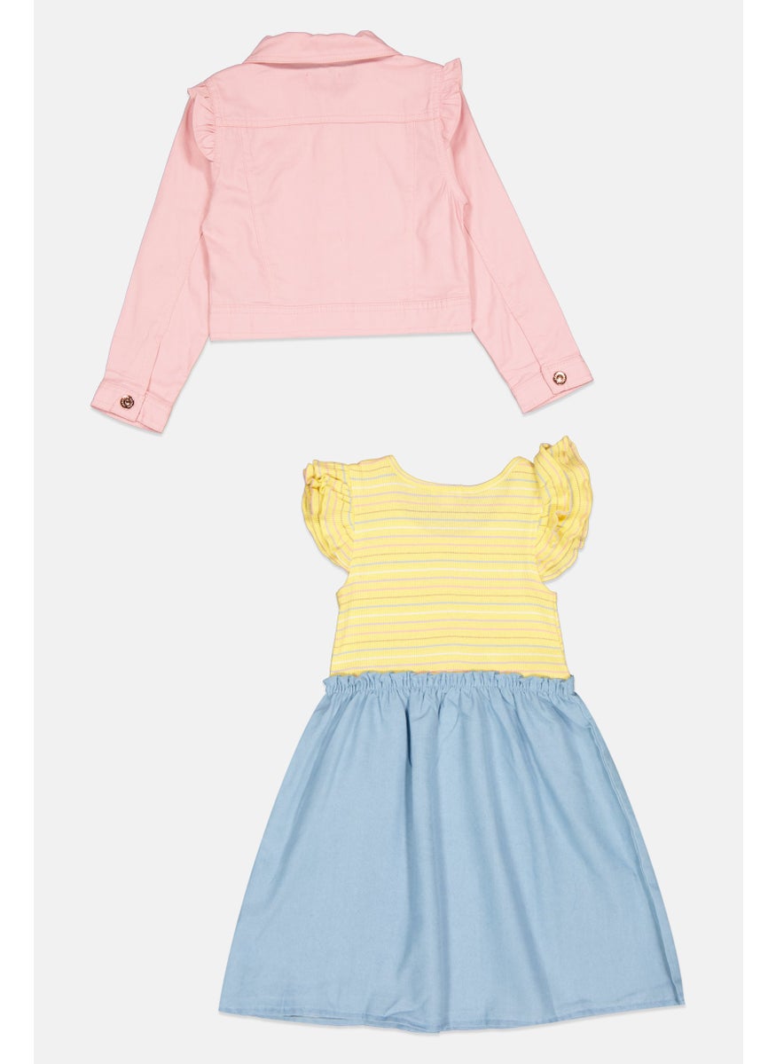 Nanette lepore Kids Girl 2 Pcs Denim Jacket And Dress, Pink  - Image 2