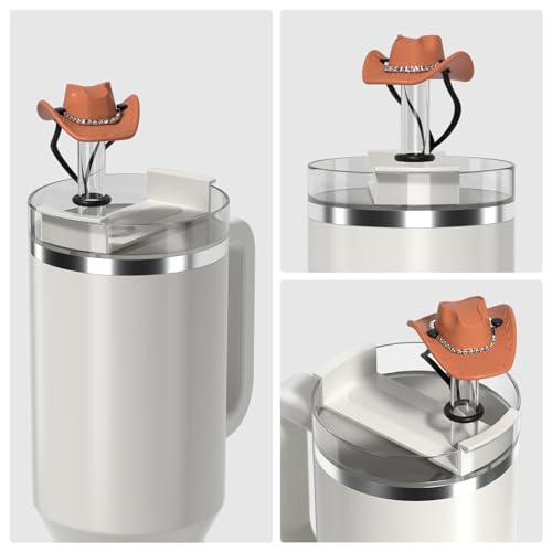 Utuichuo Silicone Cowboy Hat Straw Toppers, 6 Pcs, Detachable Decoration, Compatible with Stanley Cup 30oz/40oz & Other 10mm Straw Tumblers - Image 5