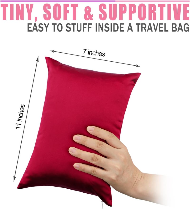 HapiPoppy Knee Pillow Leg Pillows 11" x 7.8" Silky Small Hip Support Pillows Smooth Cooling Between Legs for Side Sleepers Sciatica Joints Pain Relief Machine Washable Post Surgery Cushion Gifts, Satin Burgundy - Image 5