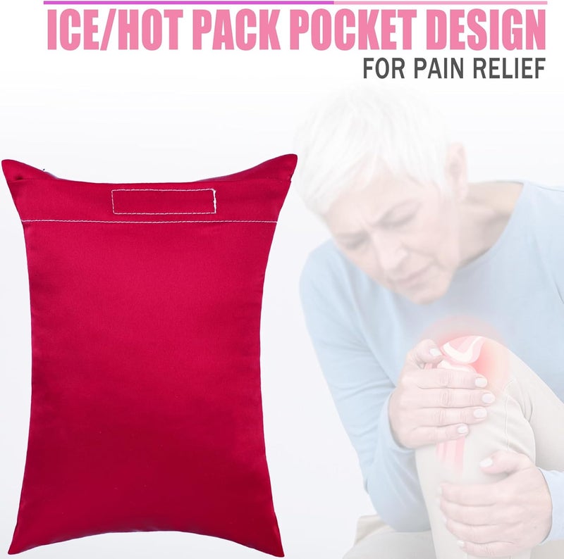 HapiPoppy Knee Pillow Leg Pillows 11" x 7.8" Silky Small Hip Support Pillows Smooth Cooling Between Legs for Side Sleepers Sciatica Joints Pain Relief Machine Washable Post Surgery Cushion Gifts, Satin Burgundy - Image 2