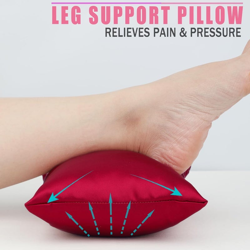 HapiPoppy Knee Pillow Leg Pillows 11" x 7.8" Silky Small Hip Support Pillows Smooth Cooling Between Legs for Side Sleepers Sciatica Joints Pain Relief Machine Washable Post Surgery Cushion Gifts, Satin Burgundy - Image 4