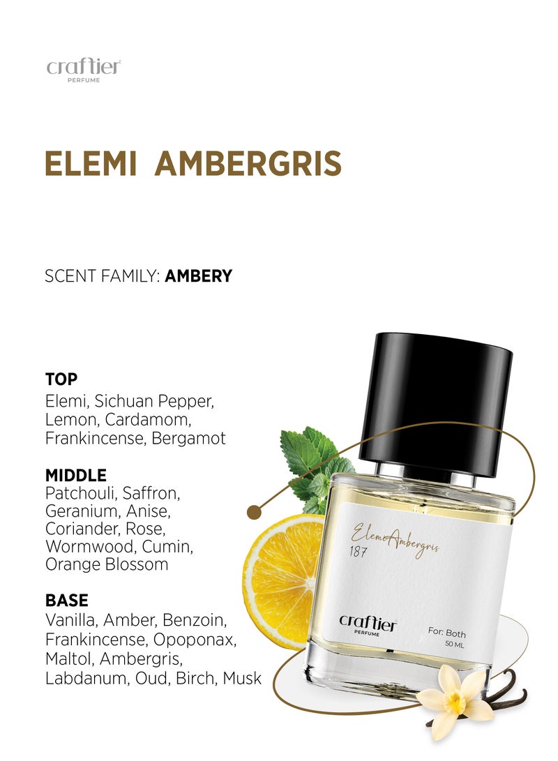 Craftier Perfume ELEMI AMBERGRIS - Inspired of-OUTLANDS, Eau De Parfum for Men & Women - 50ml, Long Lasting Ambery Fragrance Upto 24 Hrs, Travel Size Unisex Perfume - Image 3