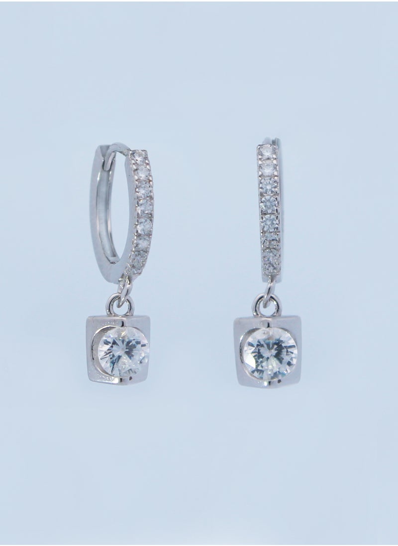 AK Jewels 925 SILVER CZ RHODIUM EARRING 
