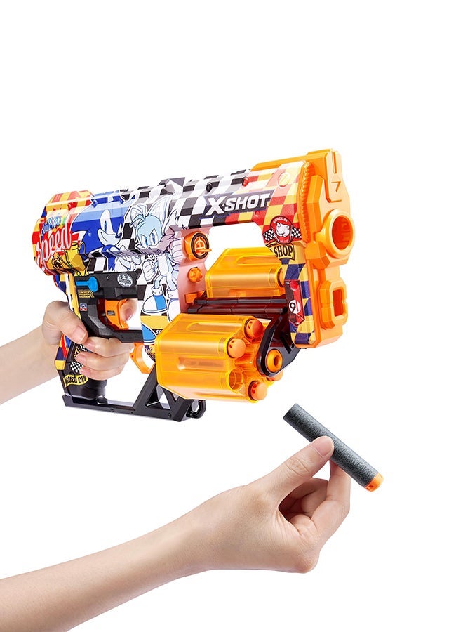 X-Shot جلود دريد سونيك 12 سهم سرعة فائقة - لعبة تصويب حركية للأطفال، المراهقين، البالغين، الأولاد والبنات، أنشطة خارجية في العطلات، هدايا للأطفال من عمر 8 سنوات فما فوق - Image 3