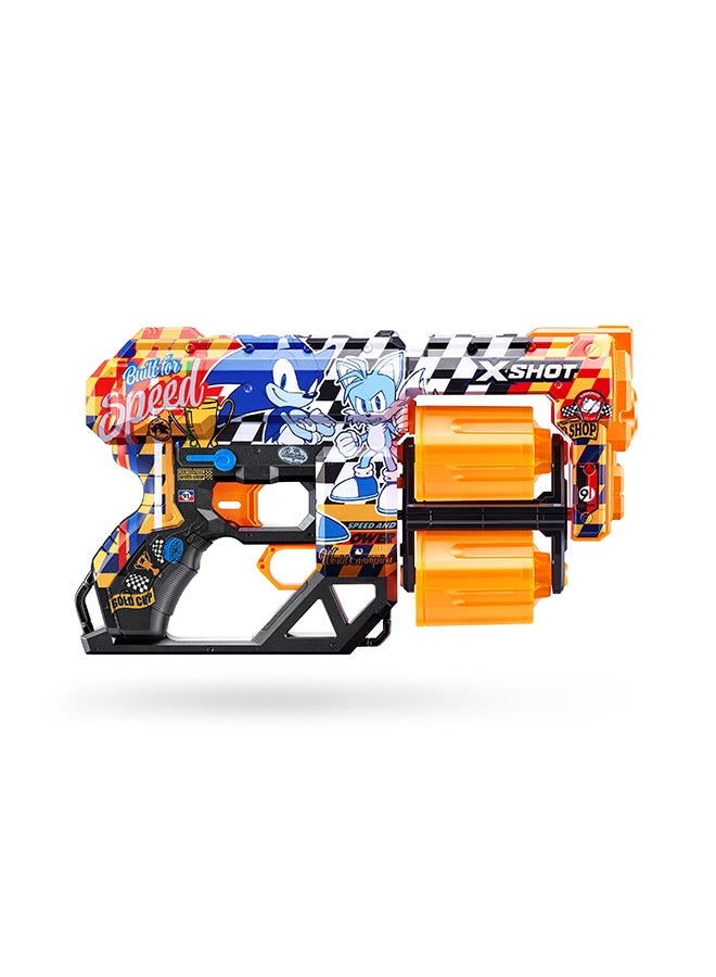 X-Shot جلود دريد سونيك 12 سهم سرعة فائقة - لعبة تصويب حركية للأطفال، المراهقين، البالغين، الأولاد والبنات، أنشطة خارجية في العطلات، هدايا للأطفال من عمر 8 سنوات فما فوق - Image 2