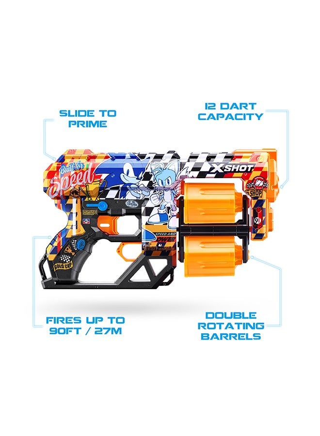 X-Shot جلود دريد سونيك 12 سهم سرعة فائقة - لعبة تصويب حركية للأطفال، المراهقين، البالغين، الأولاد والبنات، أنشطة خارجية في العطلات، هدايا للأطفال من عمر 8 سنوات فما فوق - Image 4