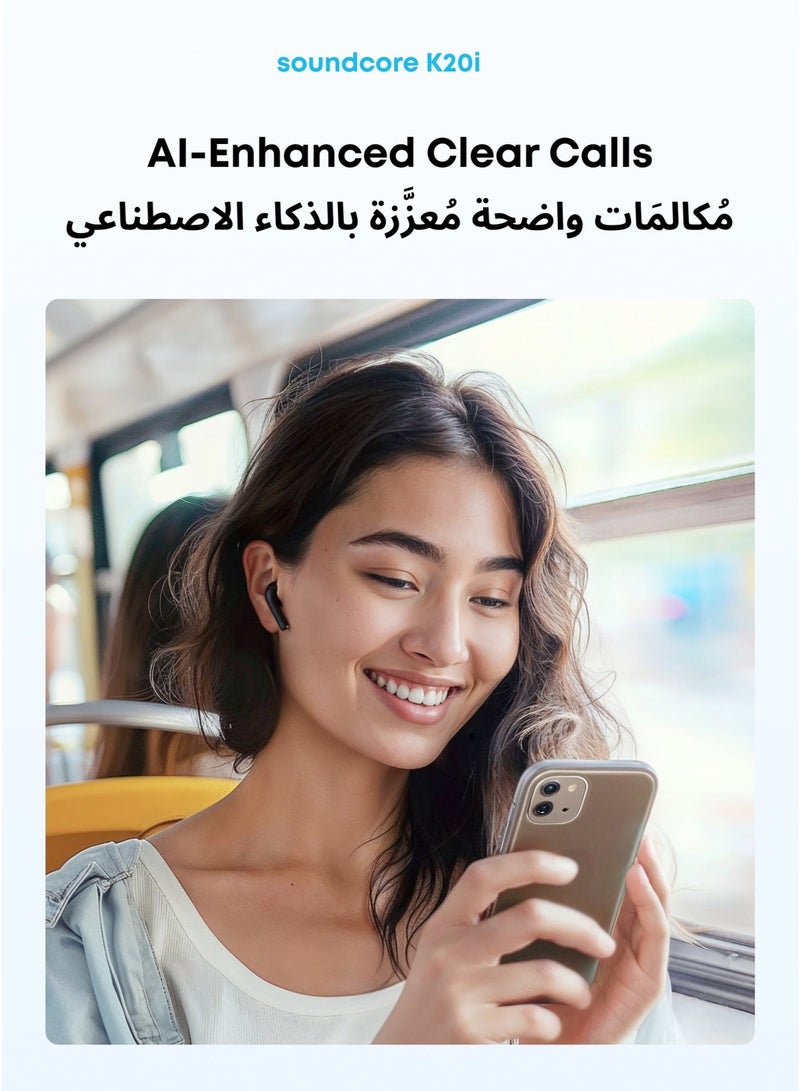 Anker موصل USB C، شاحن USB C بقوة 20 واط - شاحن PowerPort III Cube للشحن السريع، متوافق مع iPhone 16/16 Plus/16 Pro/16 Pro Max، 15/14/13/12 سلسلة، Galaxy، iPad (الكابل غير متضمن) وسماعات K20i شبه داخل الأذن، بلوتوث لاسلكي، 36 ساعة وقت تشغيل، شحن سريع، صوت واضح، ملاءمة مريحة، مكالمات واضحة بميكروفونين ENC، EQ مخصص، IPX5، بلوتوث 5.3، تحكم عبر التطبيق بلاك باندل - Image 4