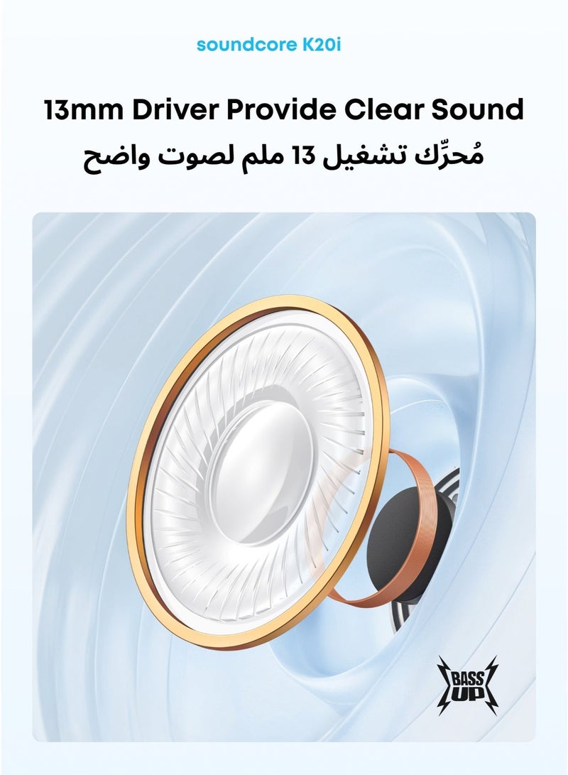 Anker موصل USB C، شاحن USB C بقوة 20 واط - شاحن PowerPort III Cube للشحن السريع، متوافق مع iPhone 16/16 Plus/16 Pro/16 Pro Max، 15/14/13/12 سلسلة، Galaxy، iPad (الكابل غير متضمن) وسماعات K20i شبه داخل الأذن، بلوتوث لاسلكي، 36 ساعة وقت تشغيل، شحن سريع، صوت واضح، ملاءمة مريحة، مكالمات واضحة بميكروفونين ENC، EQ مخصص، IPX5، بلوتوث 5.3، تحكم عبر التطبيق بلاك باندل - Image 5