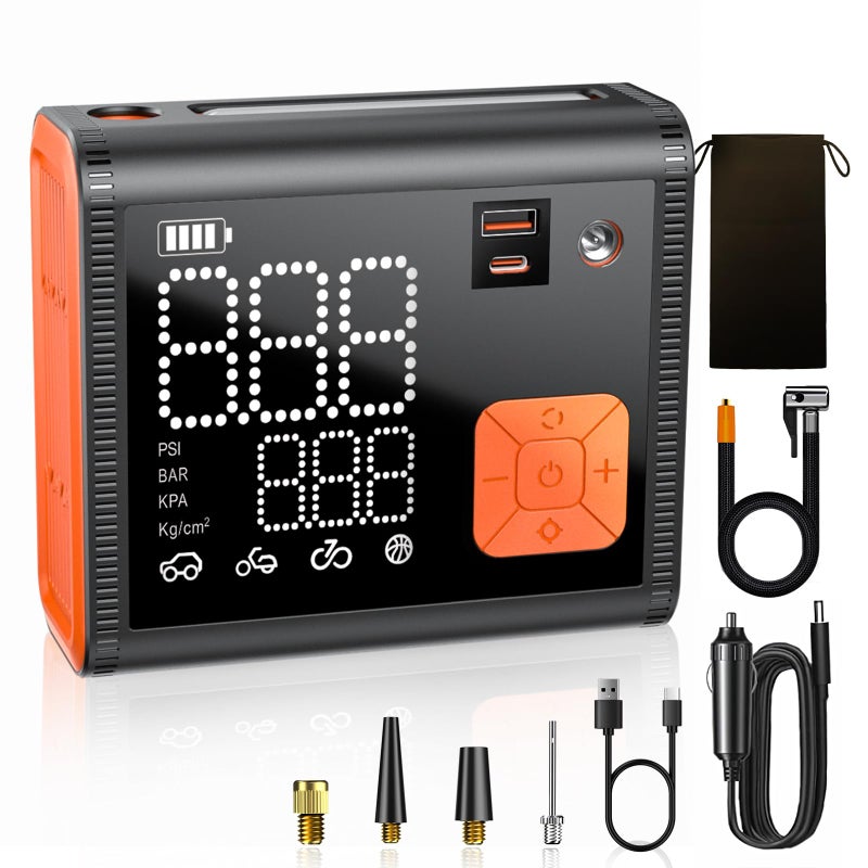 ZUZEE Tire Inflator Portable Air Compressor, 150 PSI Dual Cylinder 3X Faster Portable tire inflator, 28000mAh Dual Power Mode Portable Air Pump for Car Tires, Motorcycle Tires, Bikes Tires, Balls, etc - Image 1