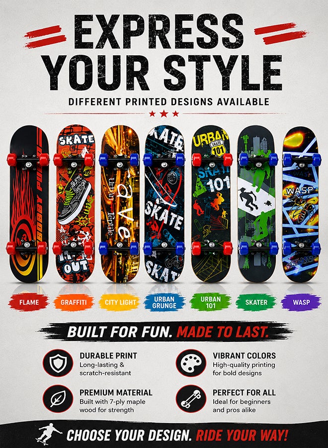 Toshionics Complete Standard Skateboards With PU Wheels For Beginners Boys Girls Teenager Wooden Canadian Maple Cruiser Pro Skate Board - Image 5