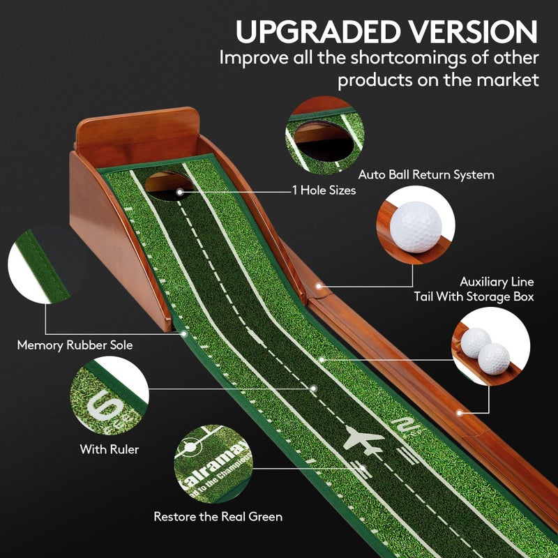 Kalramay Putting Green Indoor Golf Putting Mat â€“ Easy to Assemble with Automatic Ball Return, Wrinkle-Free Close to Real Green Speed, Suitable for Office, Recreation Room, Patio - Image 4