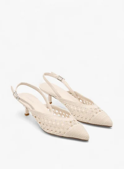 Celeste Women's Textured Pointed Toe Shoes with Kitten Heels