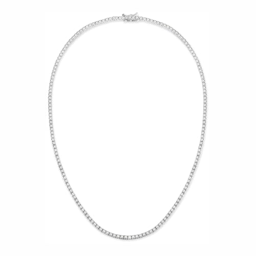 Gemsme 18K White Gold Plated 3.0mm Round Cubic Zirconia Classic Tennis Necklace For Women 22 Inch - Image 1
