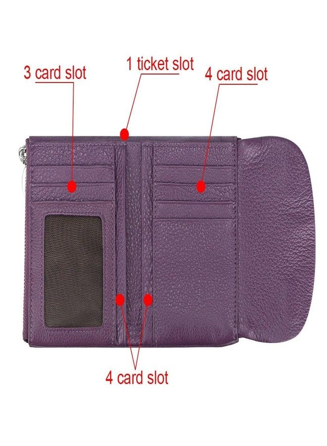 Royal Bagger RFID Blocking Women's Short Wallet Genuine Cow Leather Multi-card Slots Card Holder Trifold Purse Magnetic Opening 2063 (Purple) - Image 5