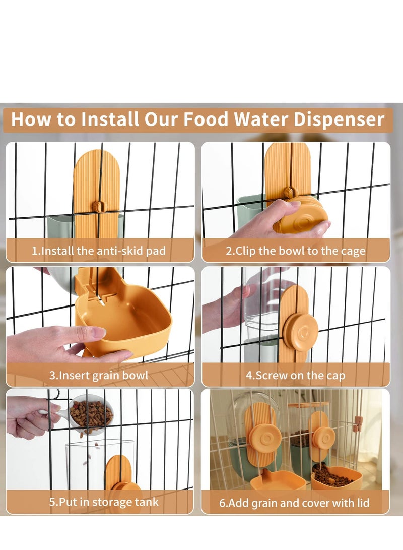 Zikra Hanging Automatic Food Water Dispenser, 35oz Auto Gravity Rabbit Feeder and Waterer Set,Cage Pet Hanging Self Dispenser Feeder for Rabbit Chinchilla Hedgehog Guinea Pig Ferret Kitty Puppy - Image 3