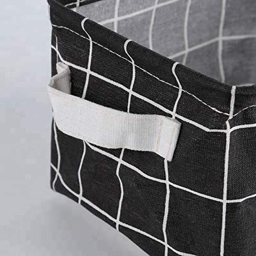 KolorFish Cute Fabric Storage Basket Bins, Home Decor Canvas Organizers Bag, Storage Bins Basket for Adult Makeup, Baby Toys Liners, Books (1 Unit, Black Checks) - Image 4