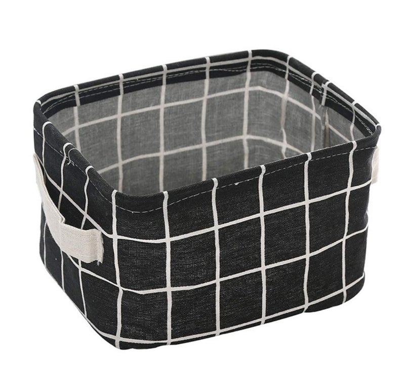 KolorFish Cute Fabric Storage Basket Bins, Home Decor Canvas Organizers Bag, Storage Bins Basket for Adult Makeup, Baby Toys Liners, Books (1 Unit, Black Checks) - Image 1