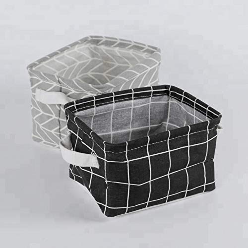 KolorFish Cute Fabric Storage Basket Bins, Home Decor Canvas Organizers Bag, Storage Bins Basket for Adult Makeup, Baby Toys Liners, Books (1 Unit, Black Checks) - Image 5