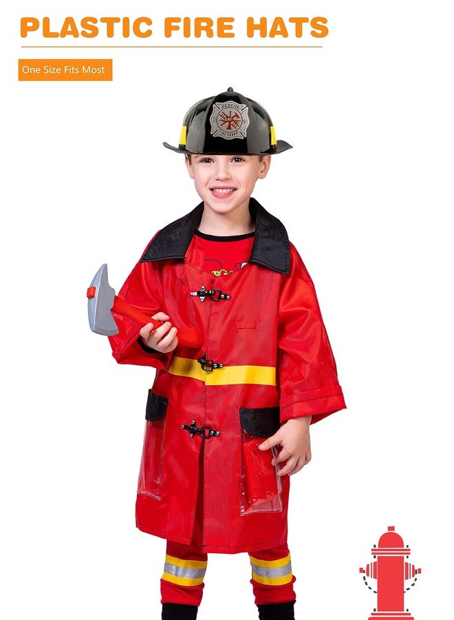 Cotiny 2 Pieces Kids Firefighter Helmet Plastic Fireman's Cosplay Hats for Boys Girls Firefighter Dress up Halloween Party Costume (Red,Black) - Image 4