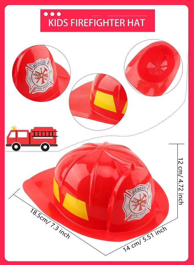 Cotiny 2 Pieces Kids Firefighter Helmet Plastic Fireman's Cosplay Hats for Boys Girls Firefighter Dress up Halloween Party Costume (Red,Black) - Image 2
