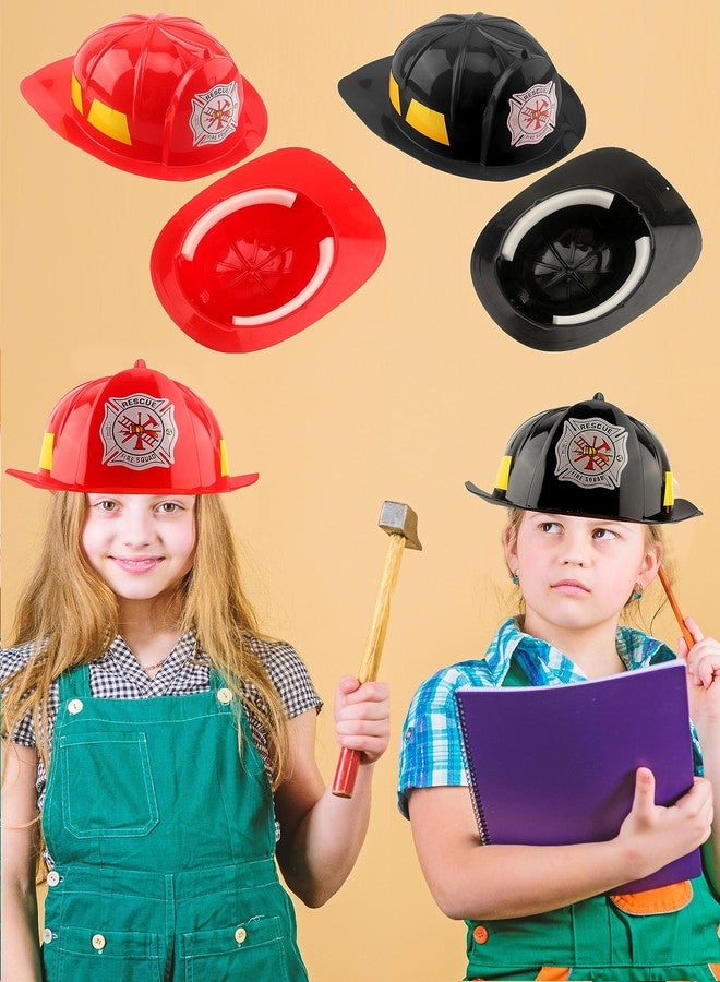 Cotiny 2 Pieces Kids Firefighter Helmet Plastic Fireman's Cosplay Hats for Boys Girls Firefighter Dress up Halloween Party Costume (Red,Black) - Image 5