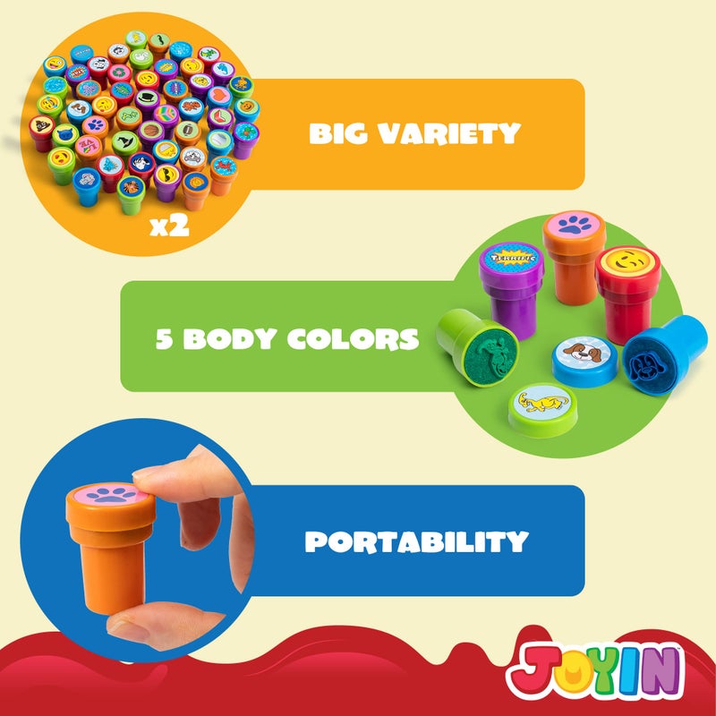 JOYIN 100PCS Assorted Stamps for Kids Self-Ink for Party Favor, Teacher Stamps, Kids Treasure Box, Prize for Classroom, Easter Egg Stuffers (50 Designs, Dinosaur, Halloween Stampers) - Image 4