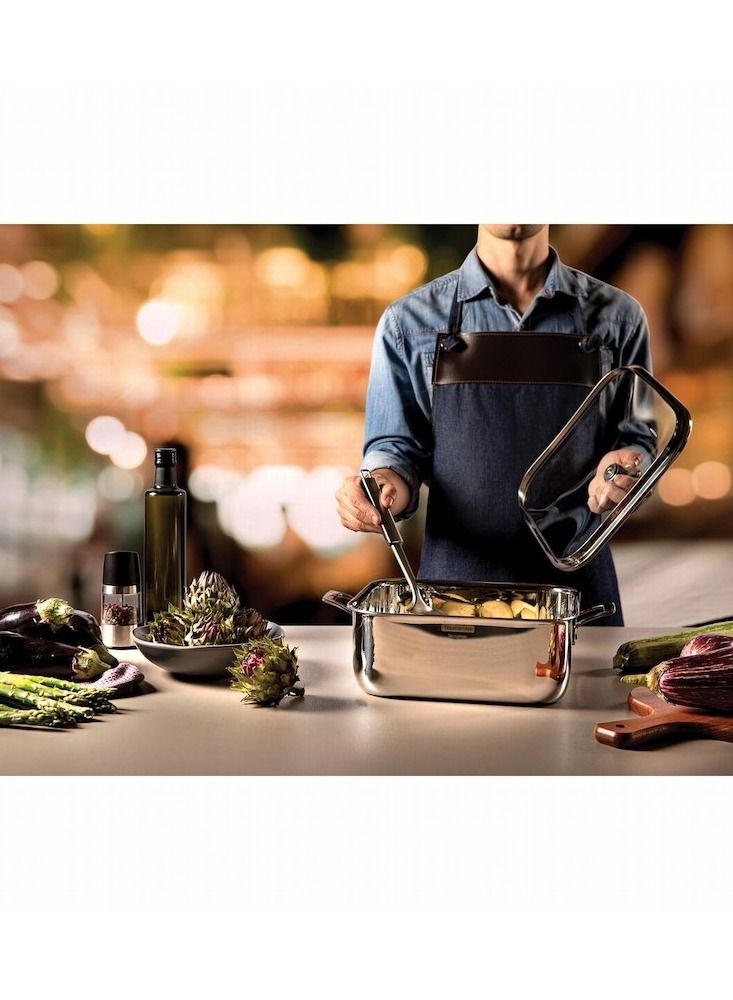 ترامونتينا قدر مربع من الفولاذ المقاوم للصدأ بسعة 7.3 لتر في غرانو، مع جسم ثلاثي الطبقات. - Image 5