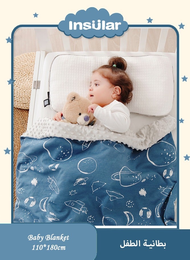 insular Baby Soothing Bean Blanket, Soft Swaddle Blanket for Newborn, Baby Wind-proof Cover Blanket, Naptime Air-Conditioned Blanket, Stroller Windproof Blanket (Blue, 39” x71”) - Image 1