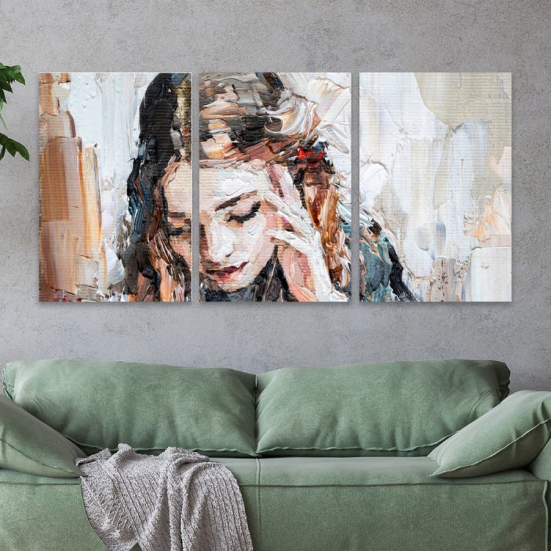 Marktna Three luxurious modern canvas prints with a hollow frame, measuring (90×40), three pieces - Image 1